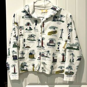 Women’s Crop Jacket - featuring East Coast Lighthouses XL